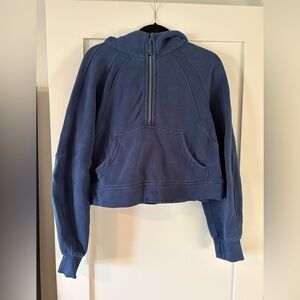 lululemon athletica Navy Cropped Half-Zip Hoodie Sweater